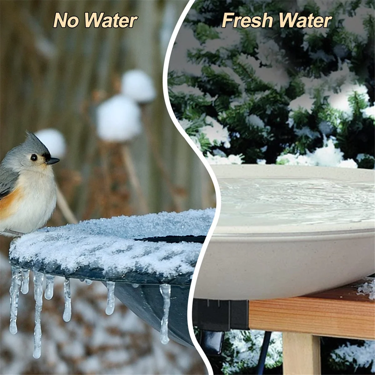 60W Bird Bath Heater Deicer with Thermostat Control & Auto Shut