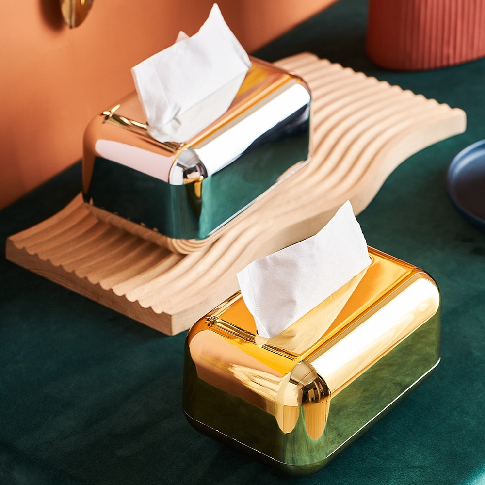 Gold Silver Tissue Box